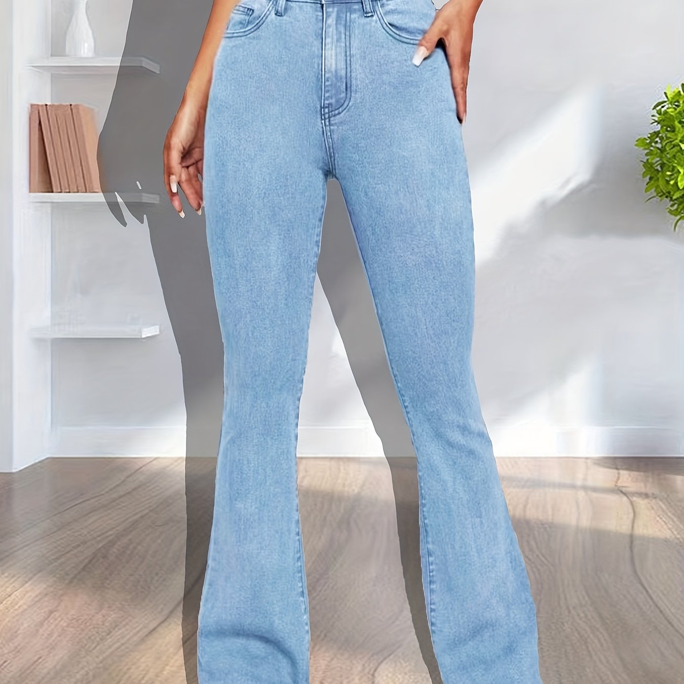 High Stretch Flared Jeans Wide Leg Denim Women's Pants