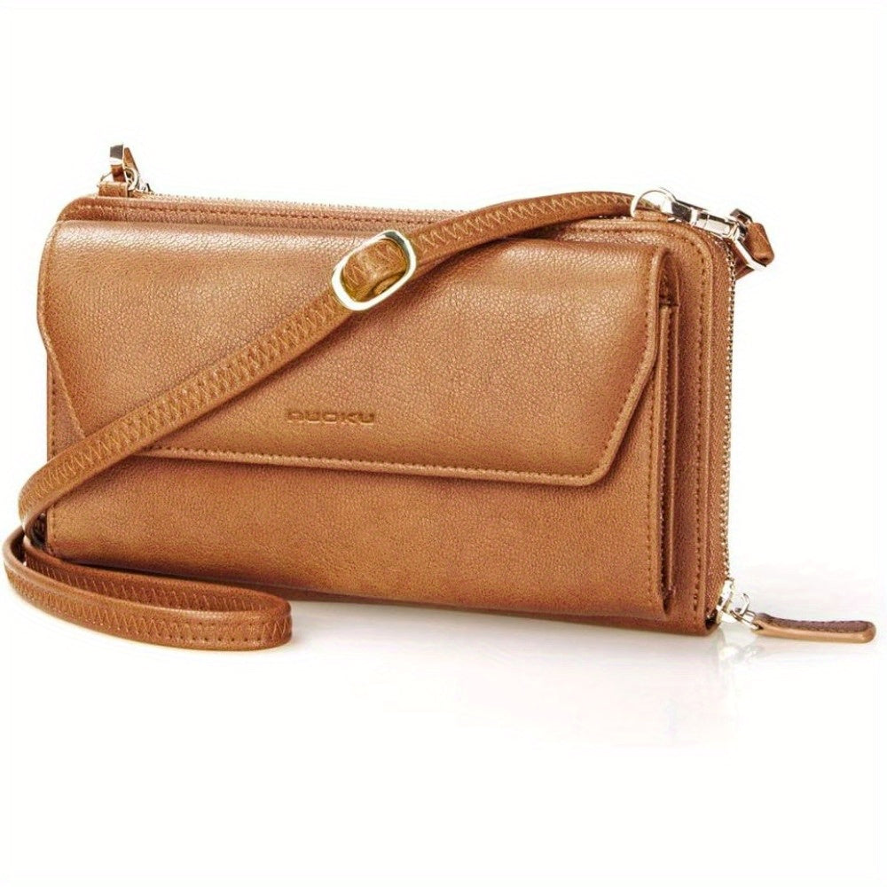 Womens RFID Wallet Purse Urban Style Zip Closure 2 Strap Lining Solid Pattern