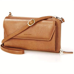 Womens RFID Wallet Purse Urban Style Zip Closure 2 Strap Lining Solid Pattern