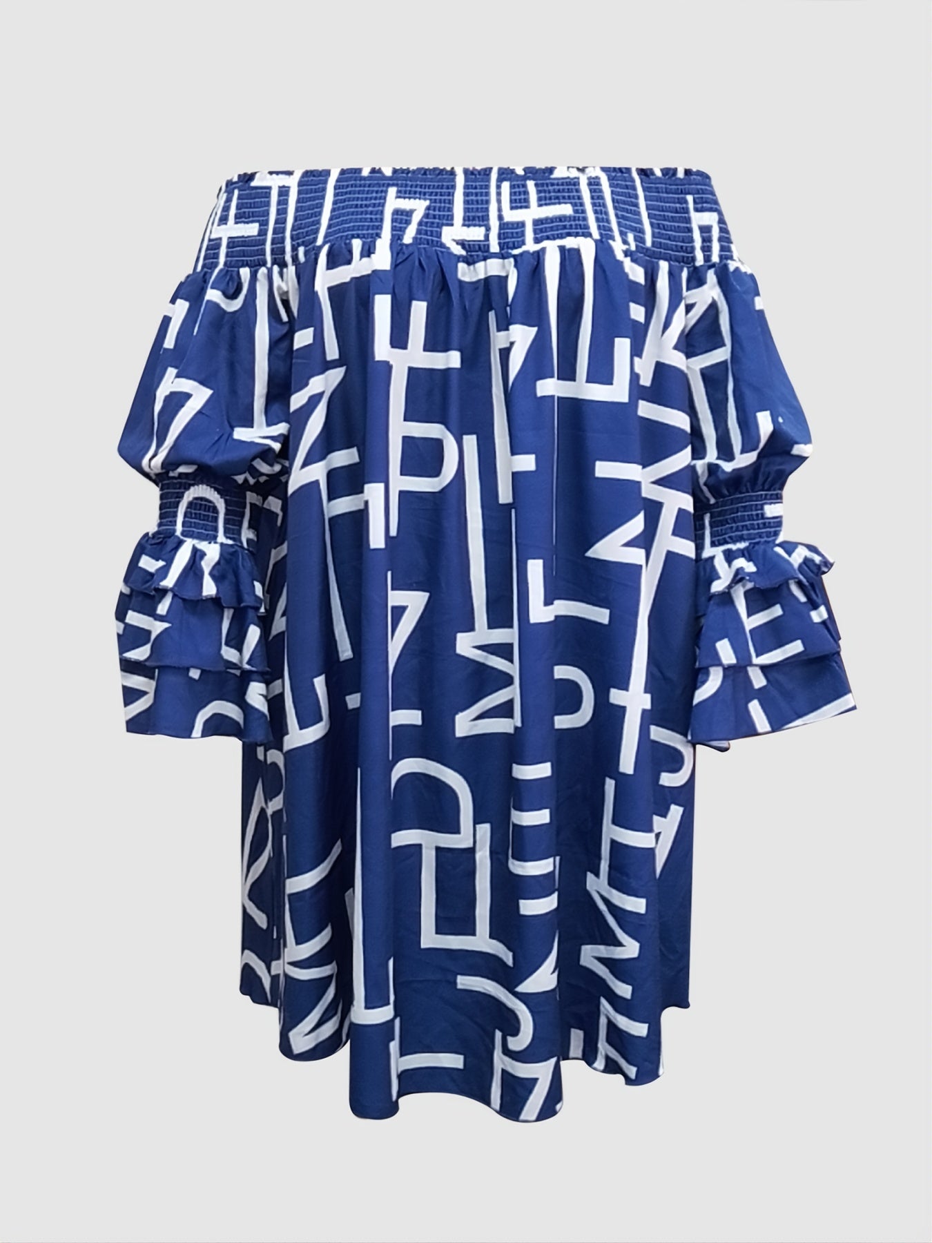 Plus Size Casual Dress Women's Plus Letter Print Off Shoulder Dress