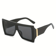 Square One piece Sunglasses For Men Retro Large Frame Glasses With Leather Case