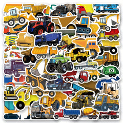 60pcs Construction Vehicles Stickers Waterproof Engineering Vehicles Stickers