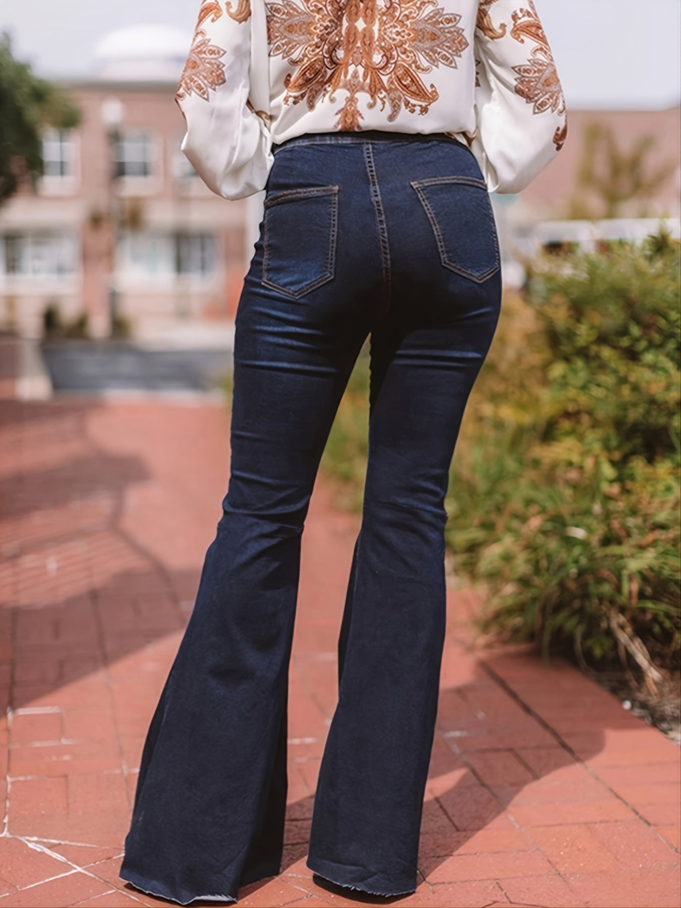 Women's High Waist Stretch Bell Bottom Jeans Retro Style