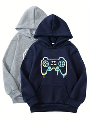 2pcs Gamepad Boys Hooded Sweatshirt Spring Fall Kids Hoodie Tops