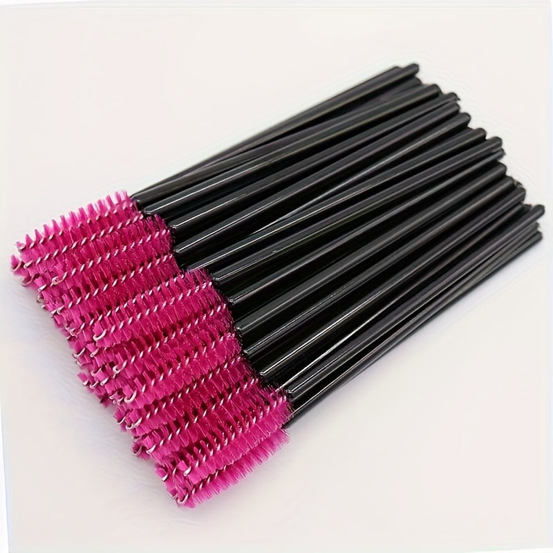 100 Pcs Eyelash Mascara Brushes for Eye Lashes Extension - Purple Deep Red