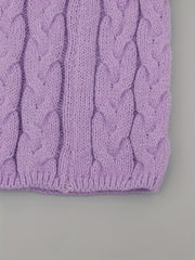 Colorblock Cable Knit Cardigan Open Front Long Sleeve