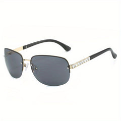 Y2K Rimless Sunglasses Gradient Lens Rhinestone Decor UV400
