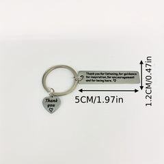 3pcs Stainless Steel Thank You Keychain Pendant for Teacher Parents