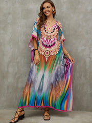 Boho Floral Print Cover Up Dress