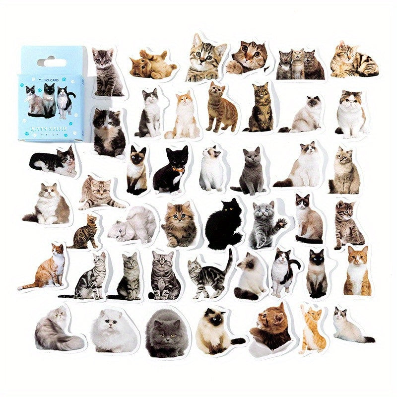 45pcs Cat Selfie Decorative Stickers for Diary Journal Planner Scrapbooking