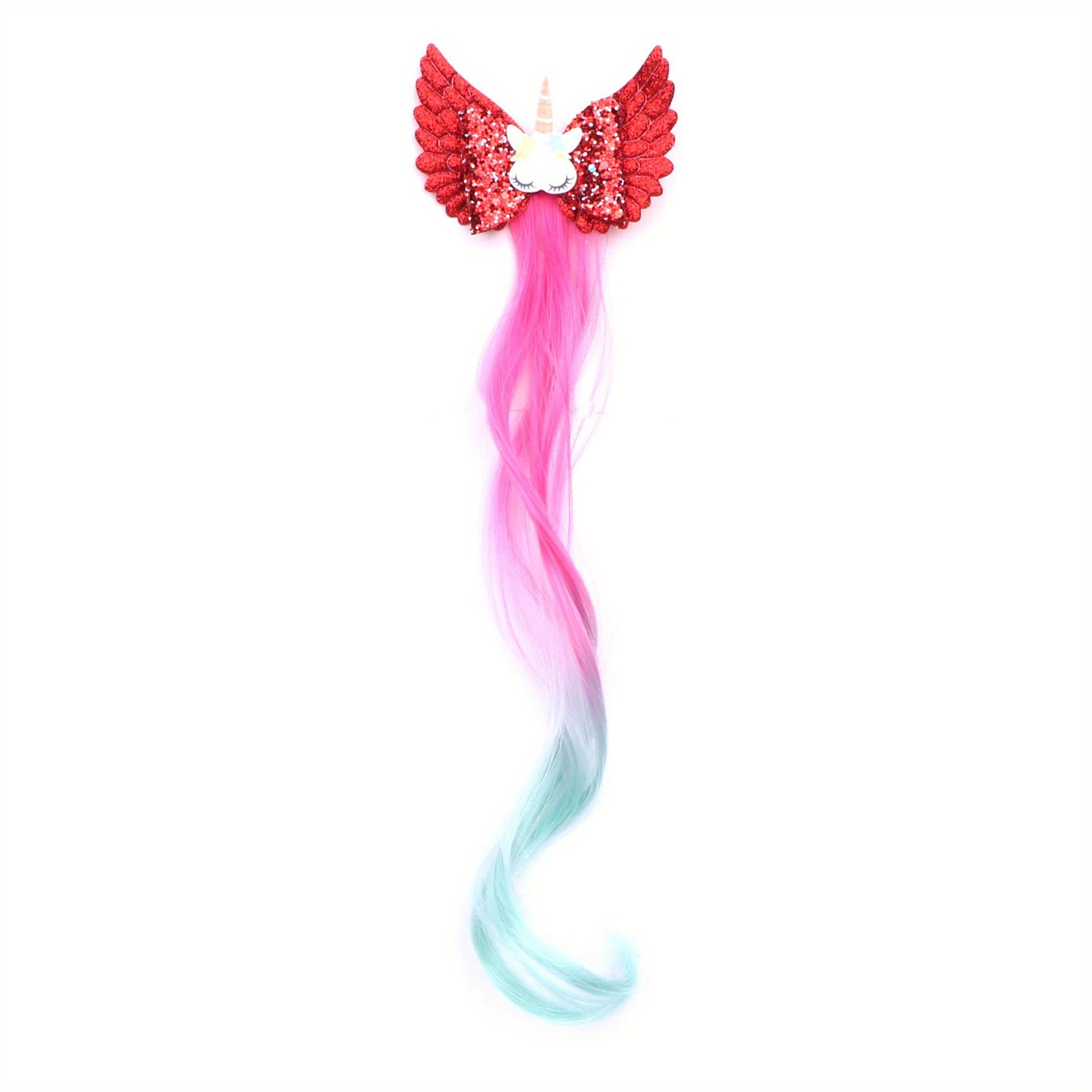 Girls Unicorn Wings Bowknot Hair Wig Extensions