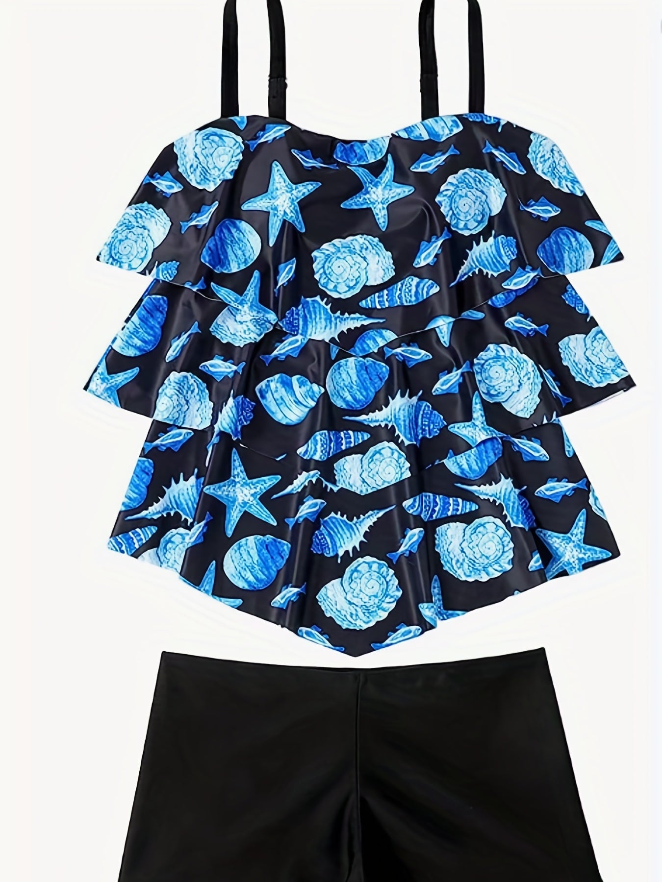 Tree Print Tankini Set Women's Top & Shorts Two Piece