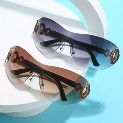 Y2K Rimless Sunglasses Gradient Shield UV400