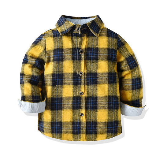 Baby Boys Plaid Shirt Button Down Long Sleeve Blouse Top Kids Clothes