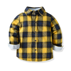 Baby Boys Plaid Shirt Button Down Long Sleeve Blouse Top Kids Clothes