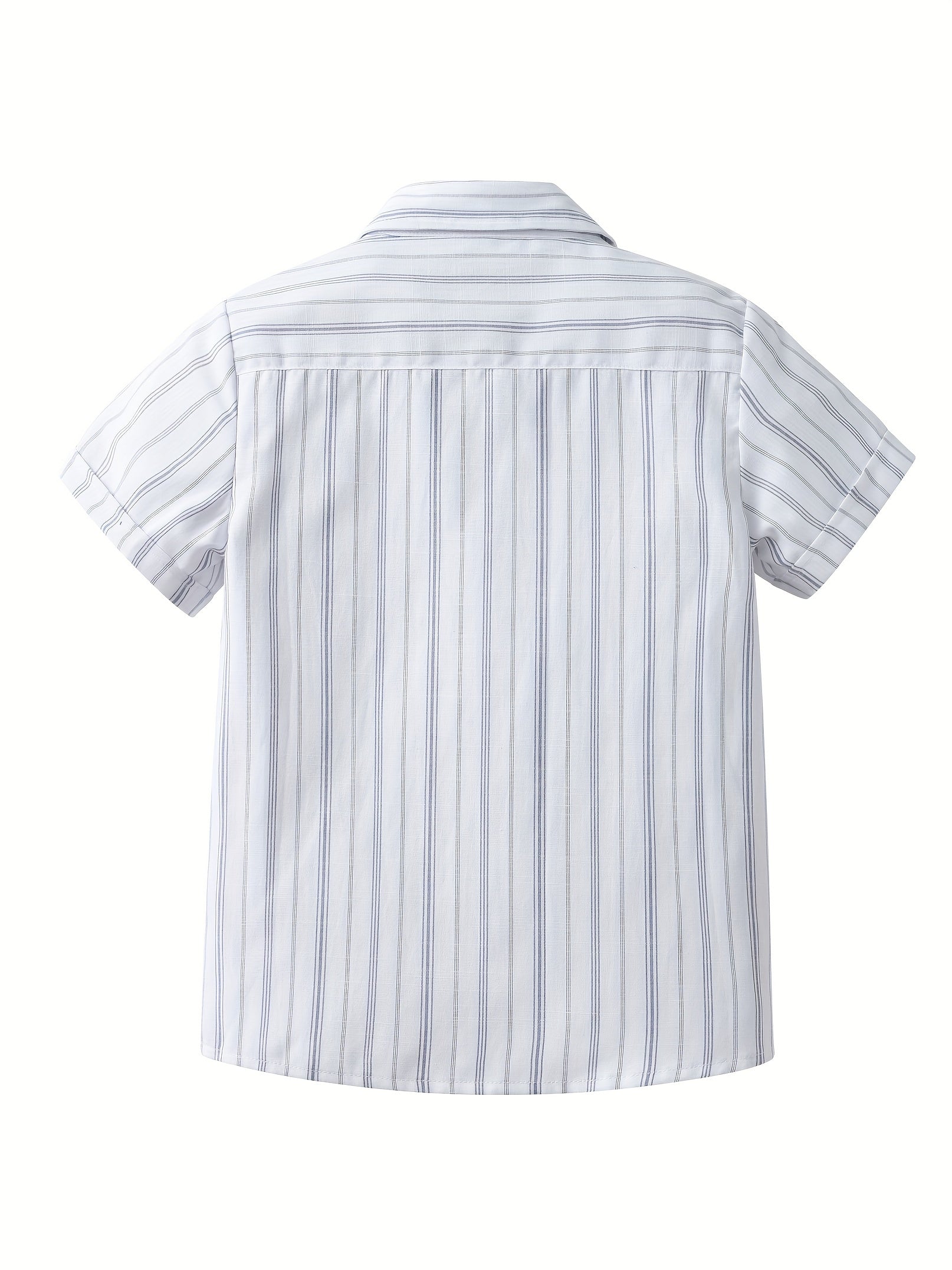 Boys Striped Shirt with Pocket Short Sleeve Lapel Shirt