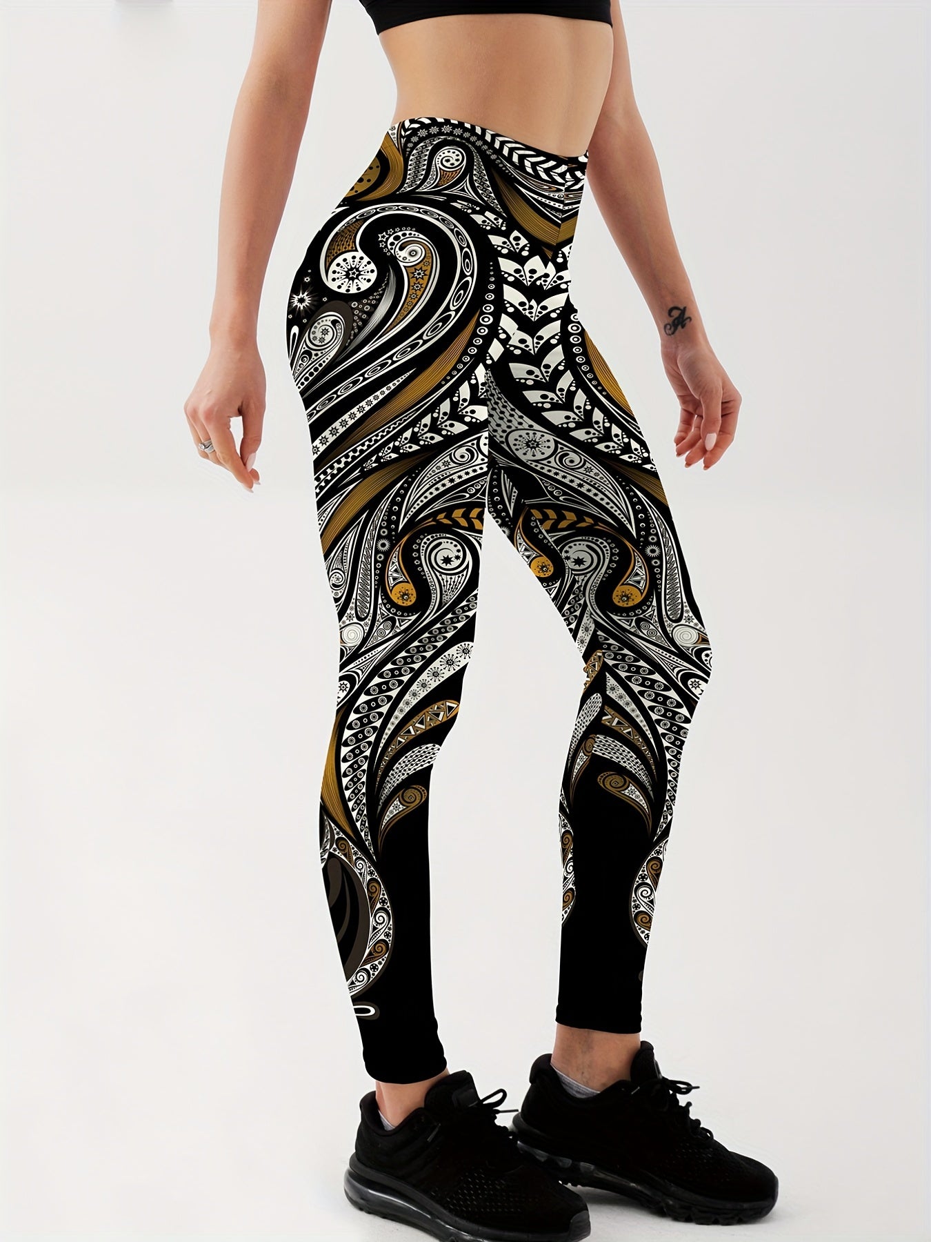 Paisley Graphic Sports Leggings for Women