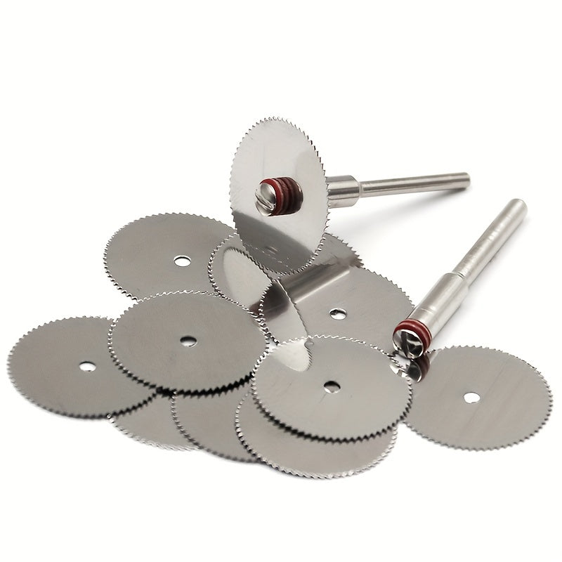 7pcs Stainless Steel Cutting Disc Set with 2 Mandrels for Rotary Tools