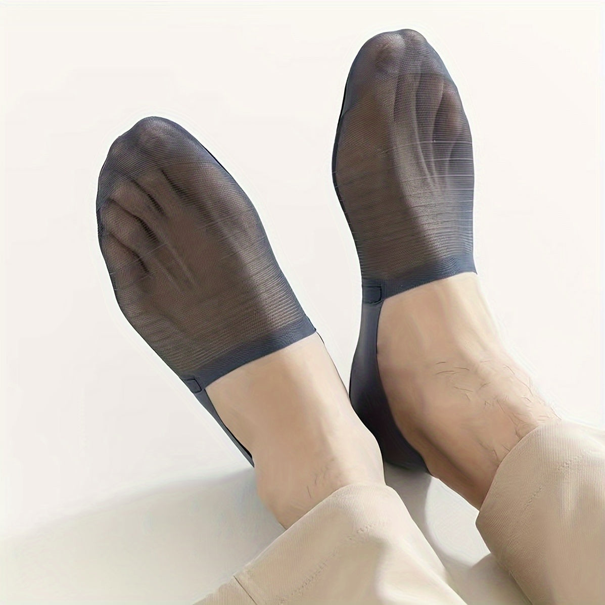 5 Pairs Men's Thin Mesh Invisible Boat Socks Breathable Cotton Blend