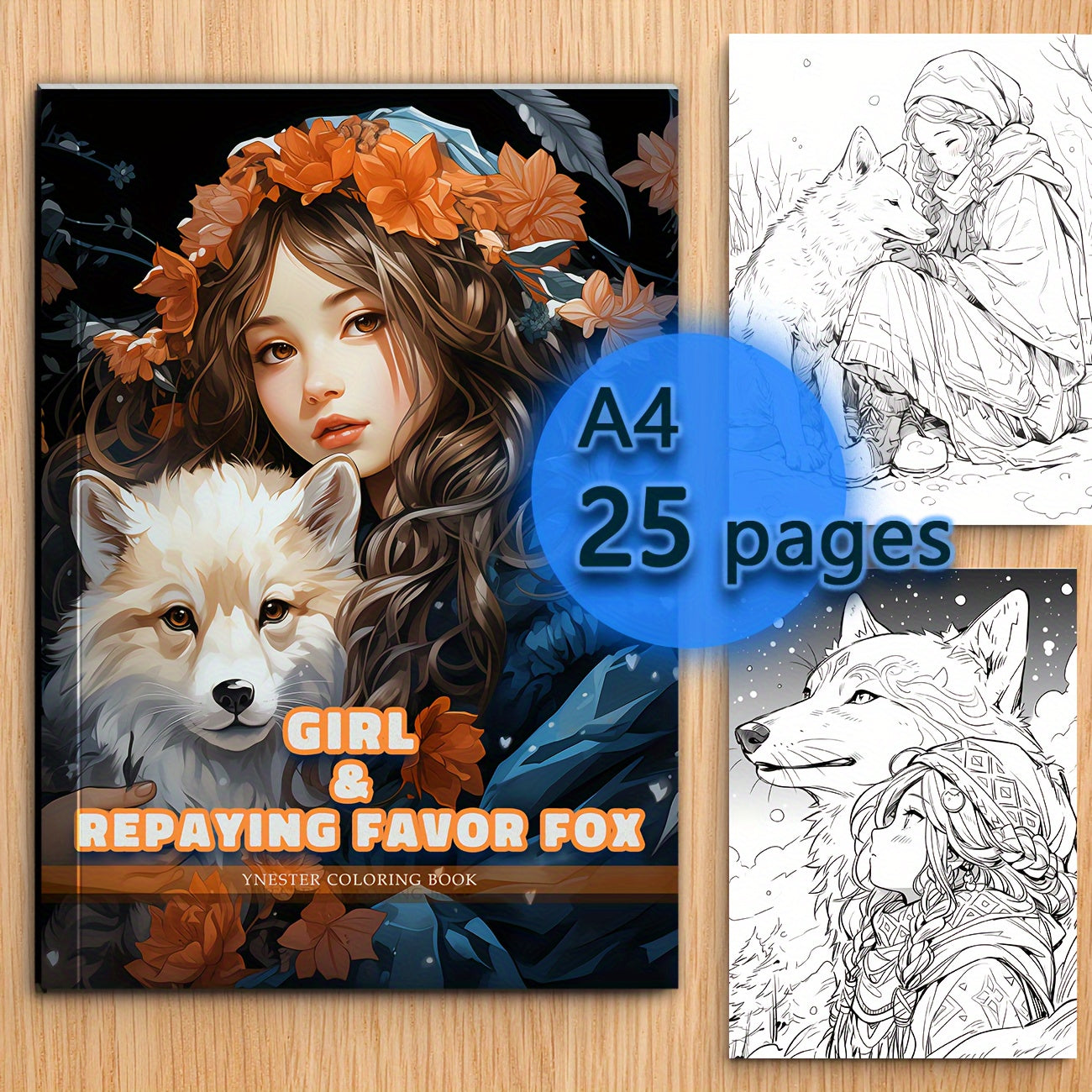 Girl Fox Meet Coloring Book 20 Pages Adult Size Paper Festivals Birthdays