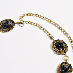 Vintage Gothic Turquoise Carved Waist Chain Belly Chain