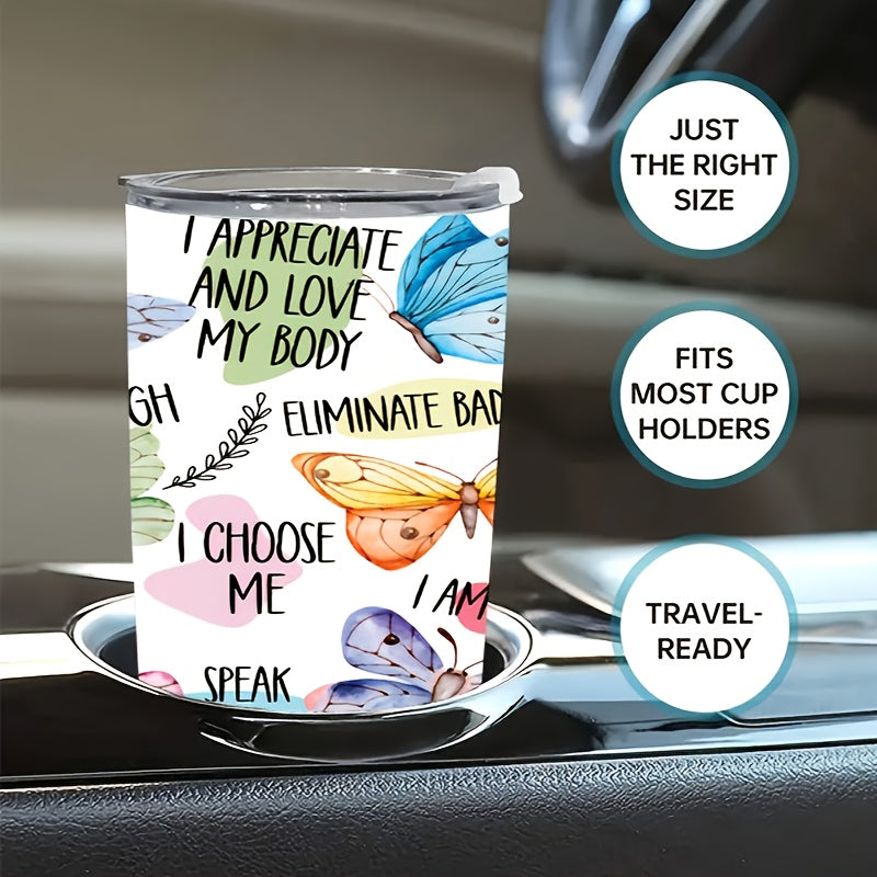 20oz Stainless Steel Double Wall Insulated Tumbler Coffee Cup Butterfly Pattern
