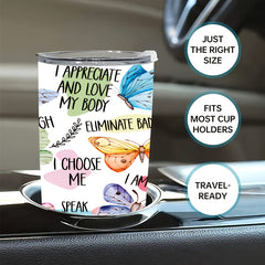 20oz Stainless Steel Double Wall Insulated Tumbler Coffee Cup Butterfly Pattern