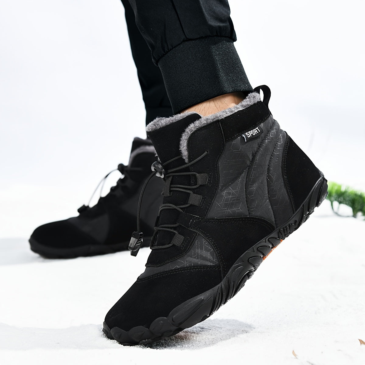 Men's Snow Boots Adjustable Buckle Warm Fleece Non slip Ankle Boots