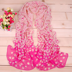 Casual Chiffon Scarf Dot Print Gradient Windproof Shawl Beach Towel