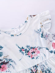 Toddler Girls Flowers Graphic Princess Dress For Party Beach Vacation