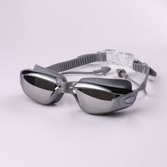 Electroplated Swimming Goggles Anti Fog Glasses & Earplugs