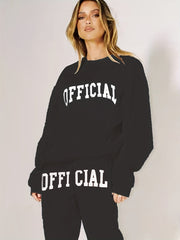 2pcs Letter Graphic Sports Set Round Neck & Sweatpants Suit
