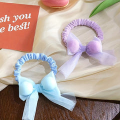 2pcs Bow Mesh Hair Band Elastic Hair Ties Hair Accessories For Girls