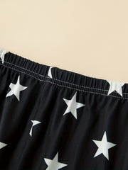 2pcs Girls Footless Leggings Polka Dots Star Graphic Slim Leggings