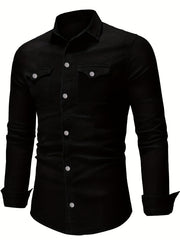 Men's Camo Military Shirt Long Sleeve Button Down for Outdoor