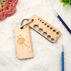 Wooden Sweater Needle Ruler Gauge Knitting Crochet Measurement Tool