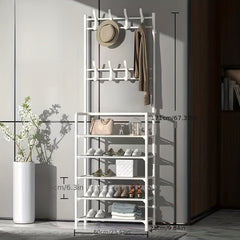 1pc Household Multifunctional Floor Hanger Shoe Rack Integrated Coat Rack