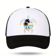 Unisex Sunshade Breathable Adjustable Baseball Cap with Beach Pattern