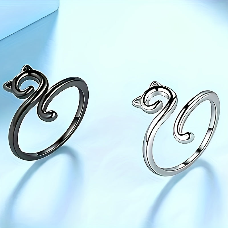 2pcs Adjustable Crochet Kitten Ring Knitting Tool Jewelry Making Supplies