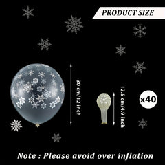 40pcs Snow Balloons Winter Clear Snow Latex Balloon