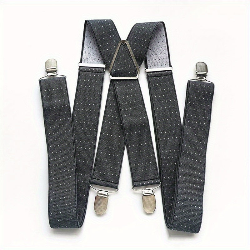 Dot Printed Suspenders For Men Elastic X back Suspenders