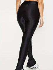Split Skinny Stretchy Leggings Solid Leggings Women's Clothing