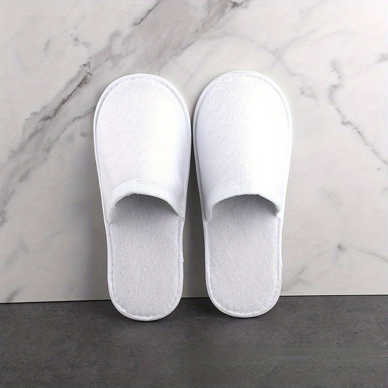 Plush Flat Slippers Non Slip Hotel Shoes Women's Indoor Guest Slippers