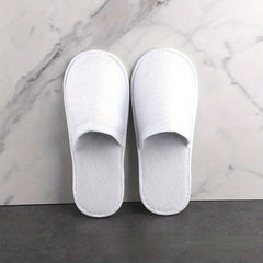 Plush Flat Slippers Non Slip Hotel Shoes Women's Indoor Guest Slippers