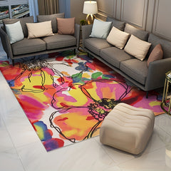 Watercolor Floral Pattern Area Rug Hand Washable Carpet