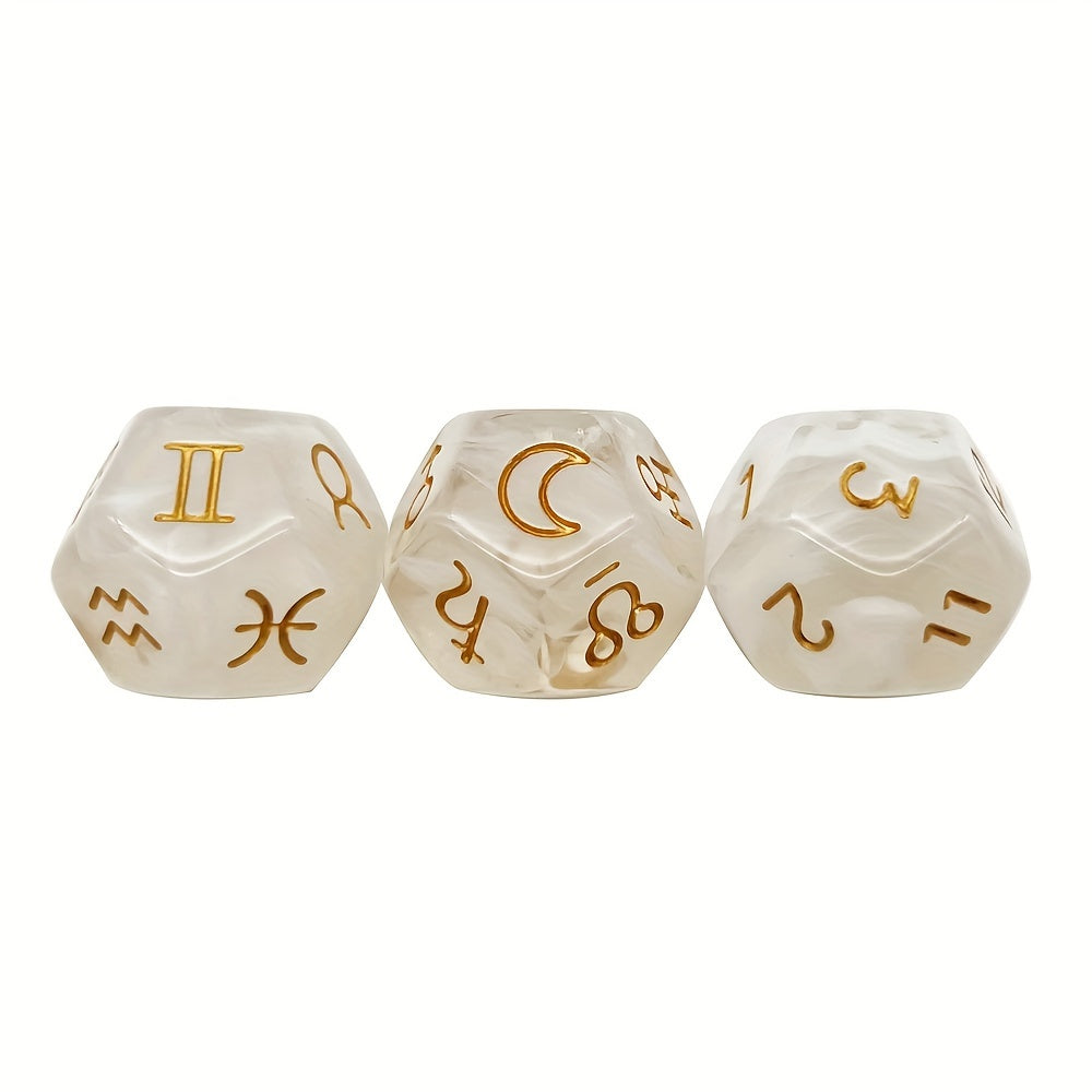 3pcs 12 Sided Astrological Dice Set For Board Game