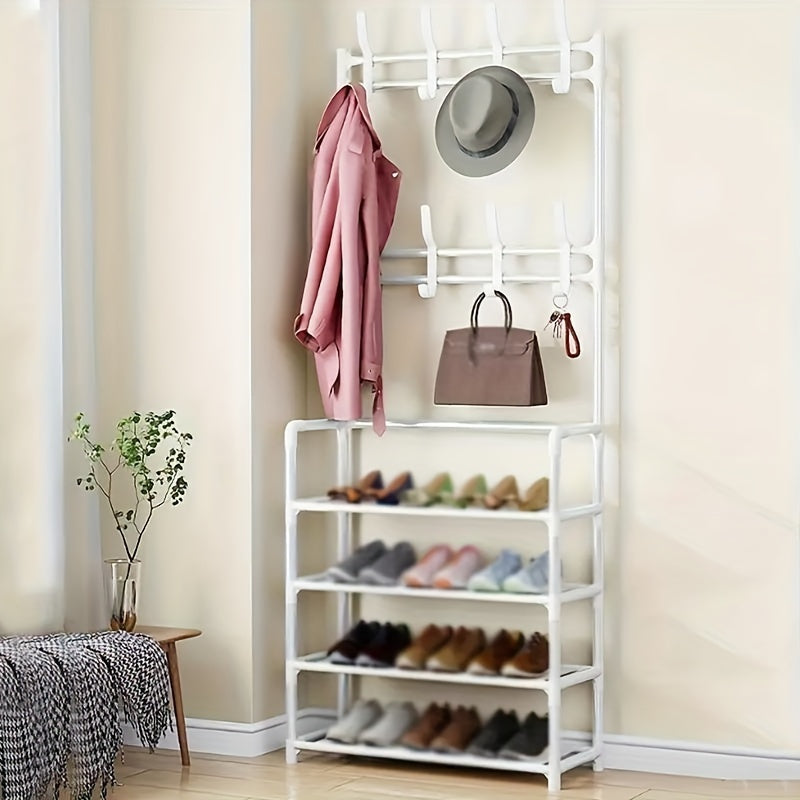 Floor To Floor Clothes And Hat Rack Shoe Rack Integrated Combination