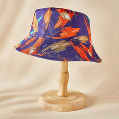 Purple Print Bucket Hat Graffiti Fisherman Cap Women