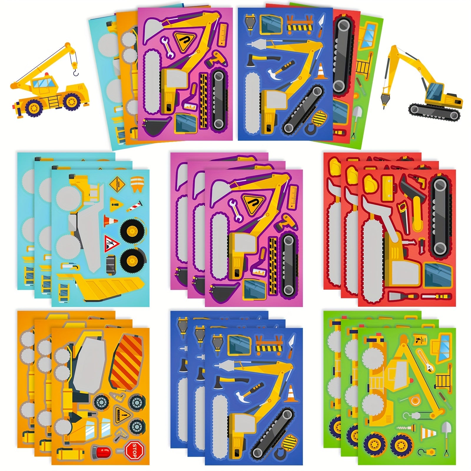 6 Engineering Vehicles Puzzle Sticker Games