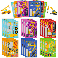 6 Engineering Vehicles Puzzle Sticker Games
